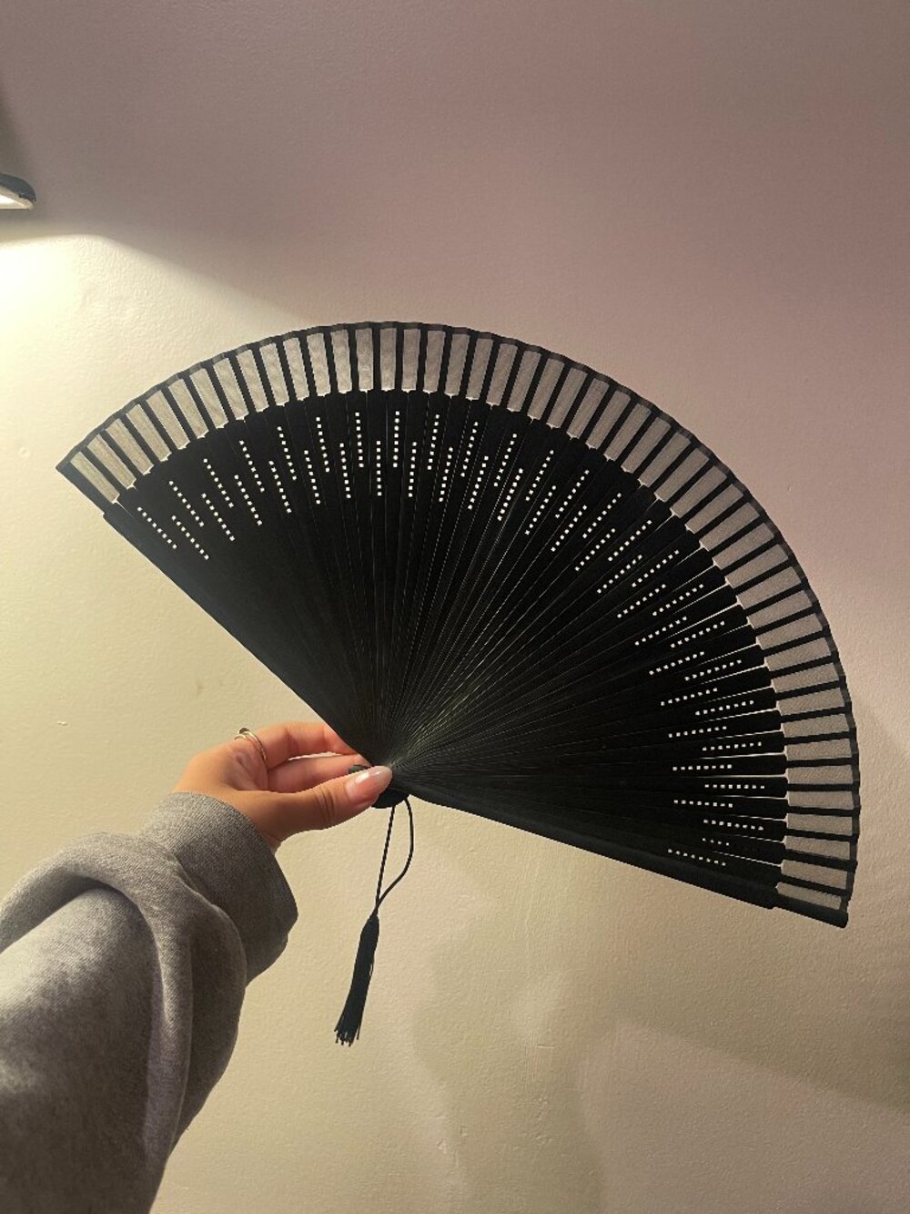Hakuchikudo Kyoto Folding Fan Openwork Sensu Bamboo Silk